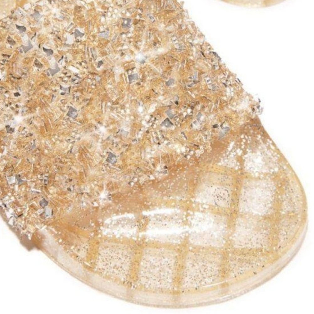 !! RESTOCKED !! Embellished Sparkle Slides - Gold - Picture 4 of 7